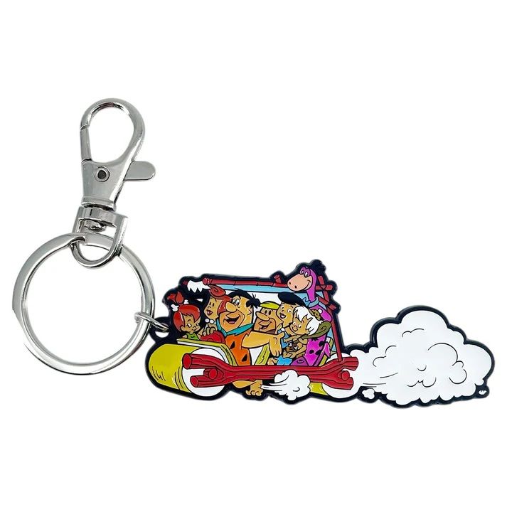 The Flintstones in Car Enameled Metal Keychain