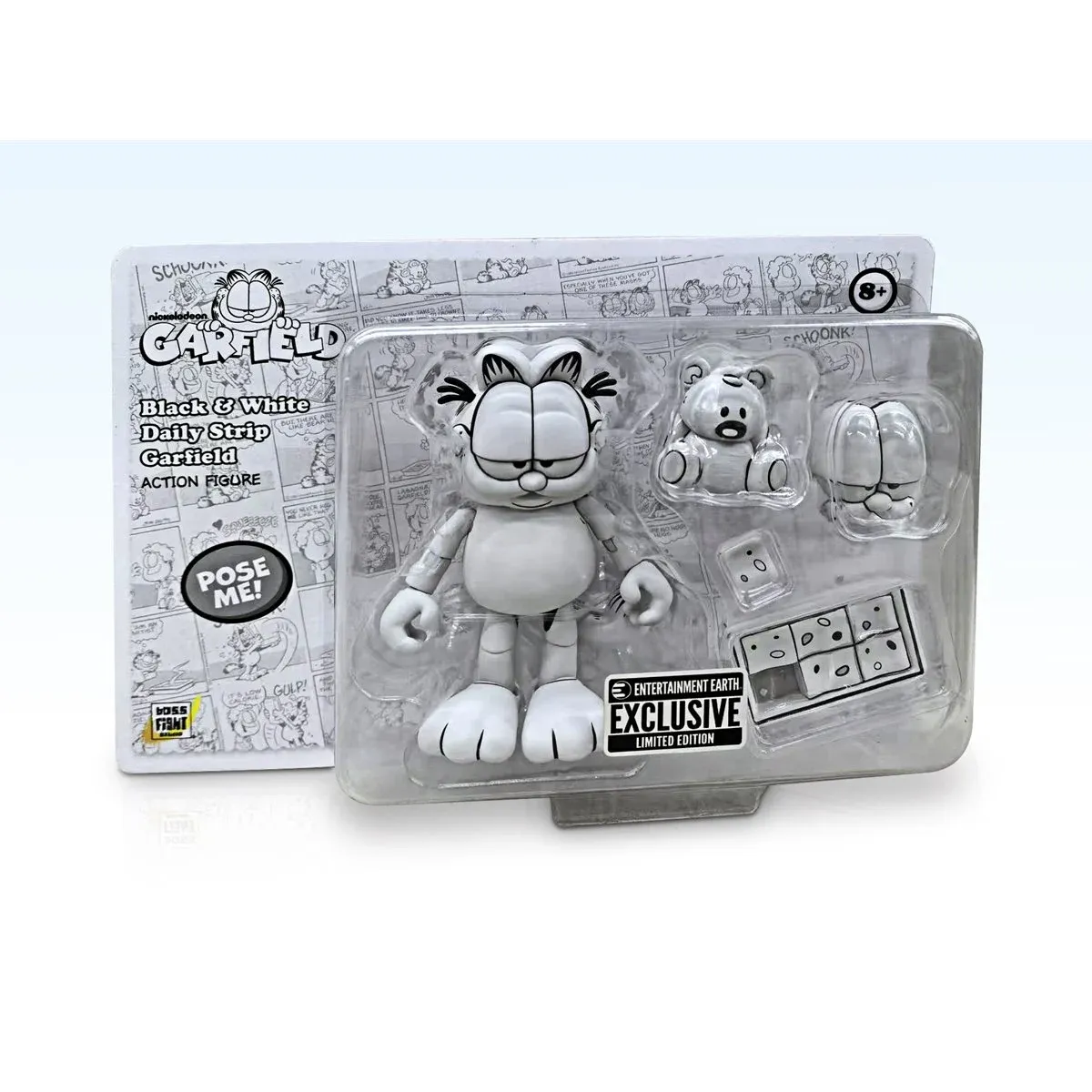 Garfield 4"H Black &amp; White Daily Comic Strip Action Figure by Boss Fight Studios - Entertainment Earth Exclusive