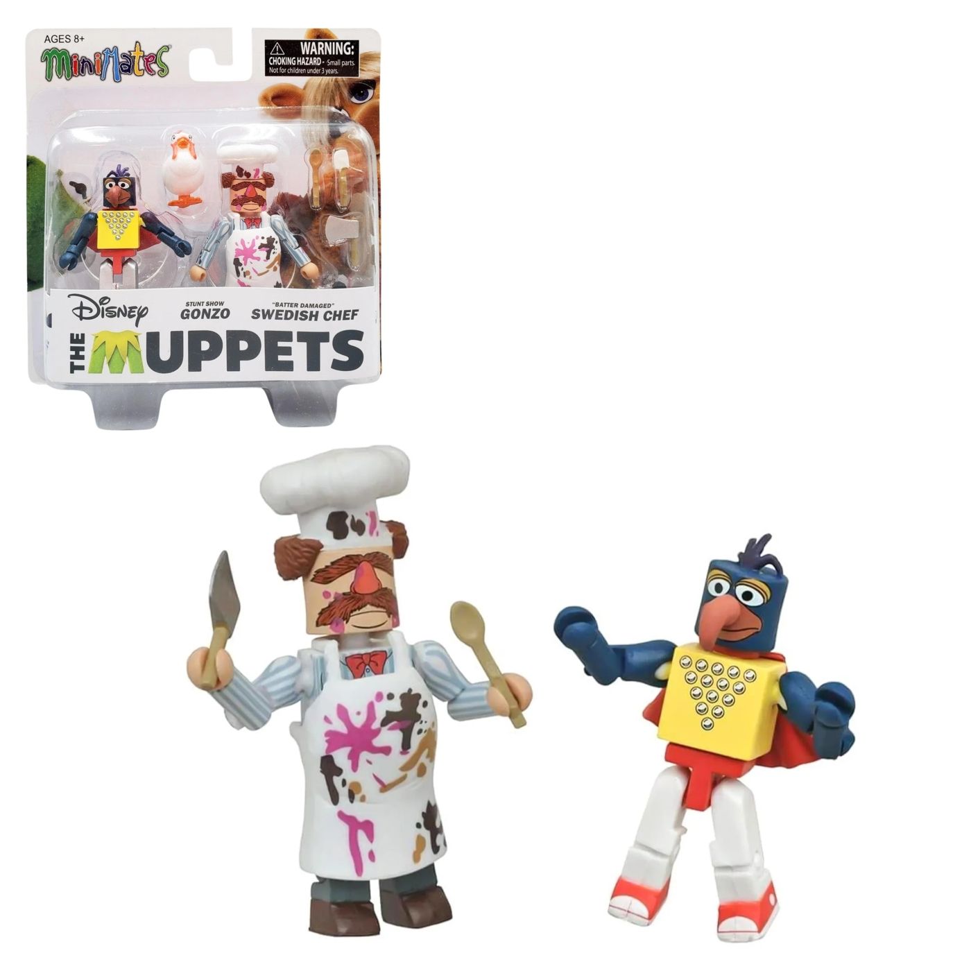 The Muppets MiniMates Series 1 Figures - Stunt Show Gonzo and "Batter Damaged" Swedish Chef