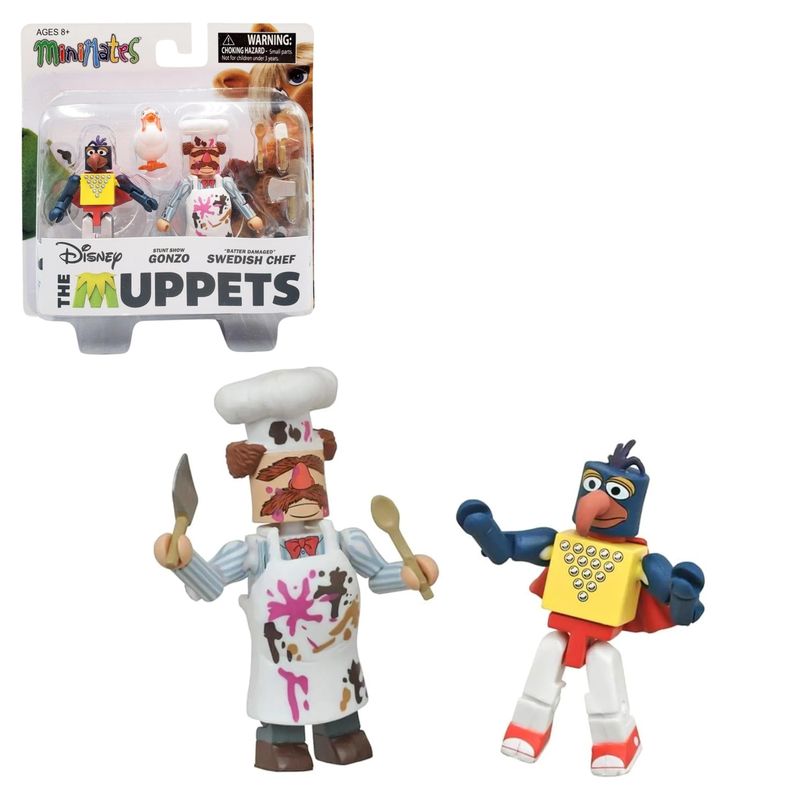 The Muppets MiniMates Series 1 Figures - Stunt Show Gonzo and "Batter Damaged" Swedish Chef