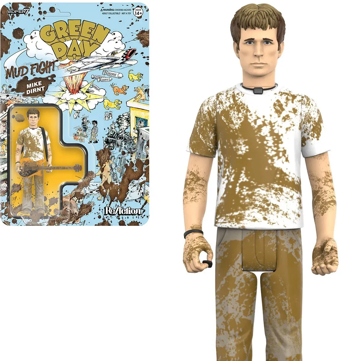 Green Day 3 3/4"H Mud Fight Mike Dirnt ReAction Figure