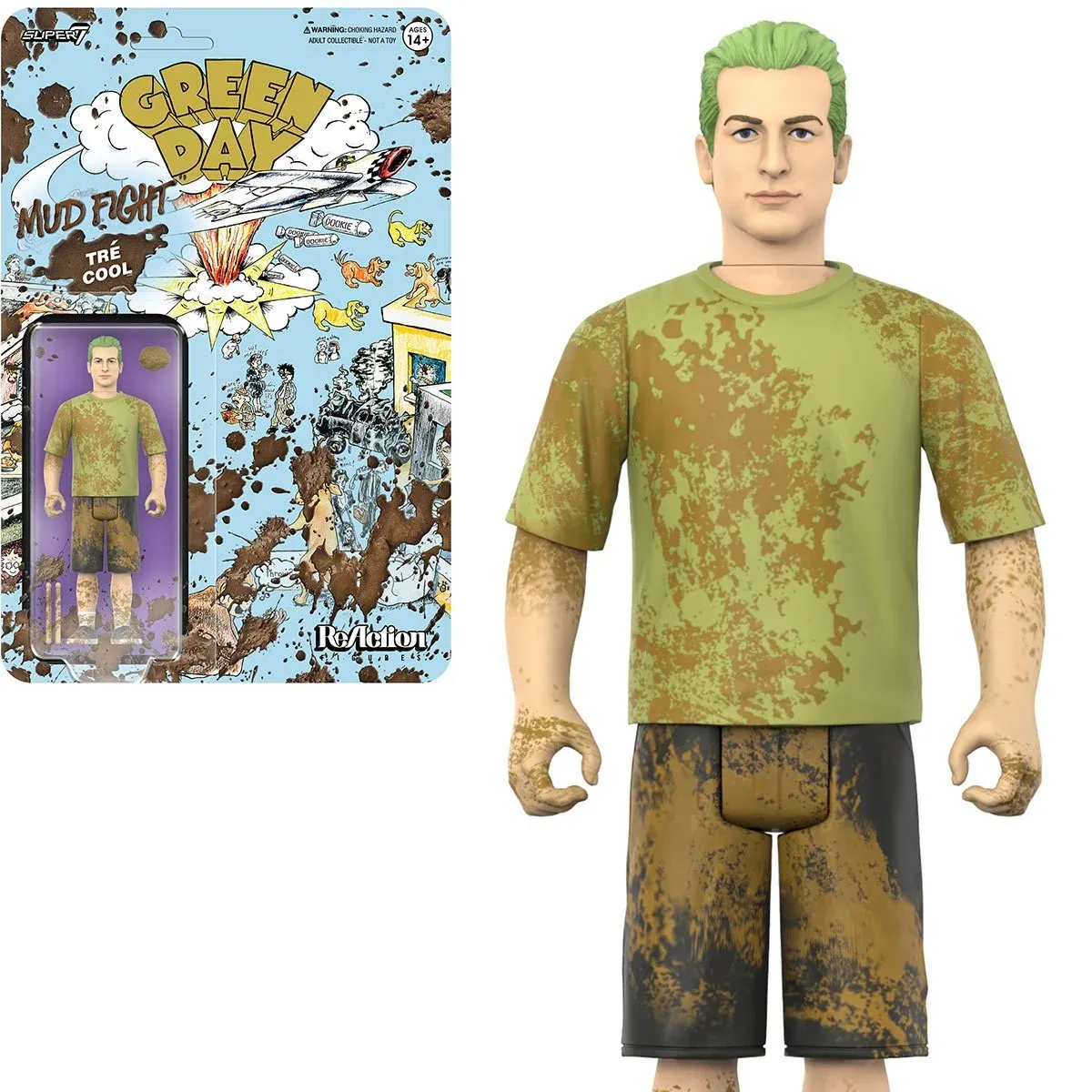 Green Day 3 3/4"H Mud Fight Tre Cool ReAction Figure