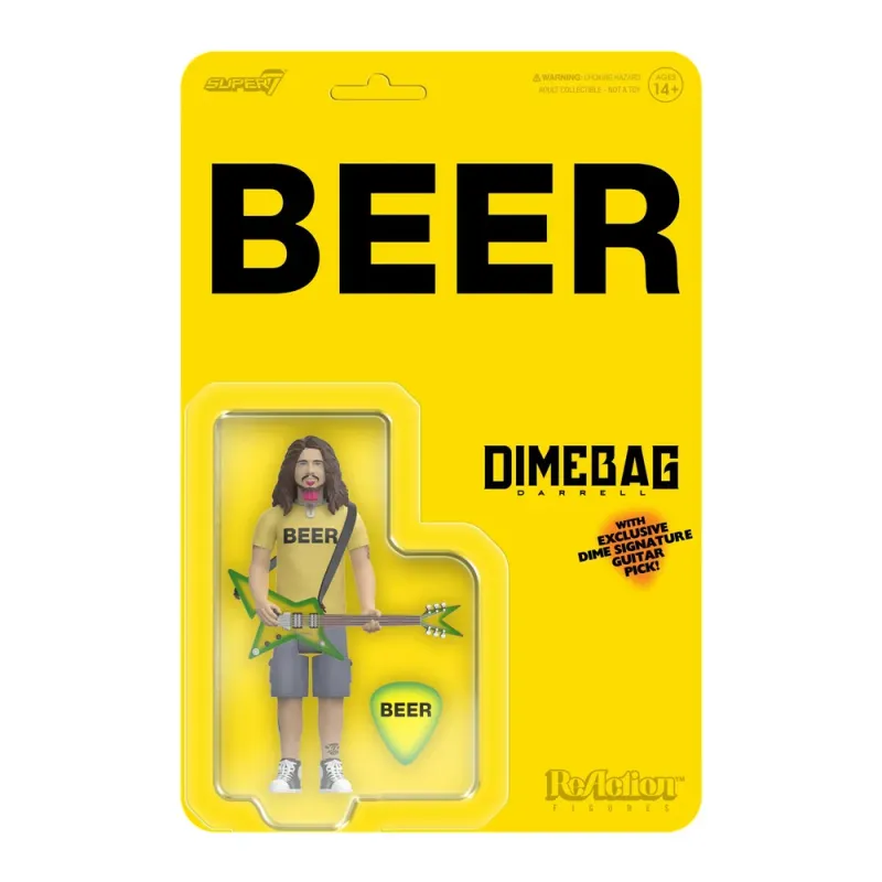 Pantera 3 3/4"H Dimebag Darrell Beer Shirtl ReAction Figure