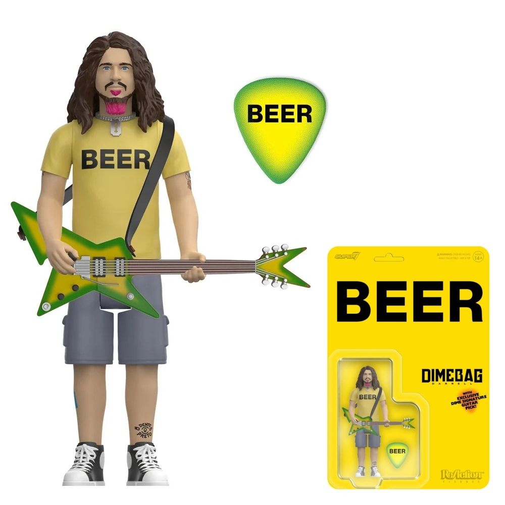 Pantera 3 3/4"H Dimebag Darrell Beer Shirtl ReAction Figure