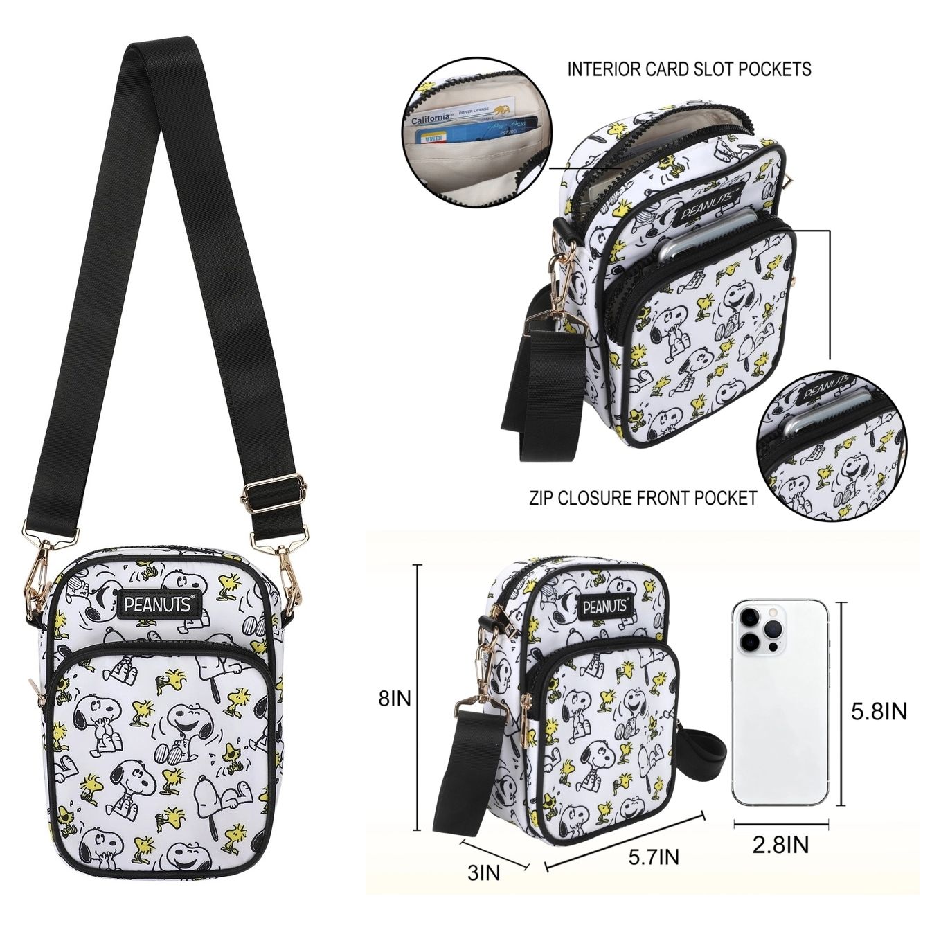 Peanuts Snoopy and Woodstock 8" Messenger Bag