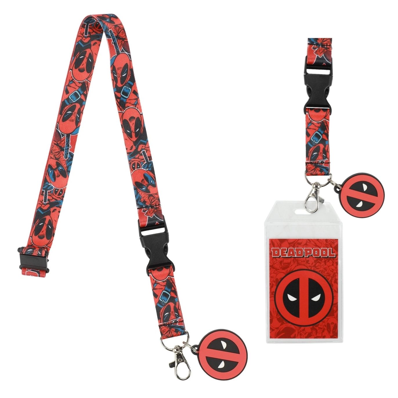 Marvel Deadpool 22"L Cloth Lanyard with Clear Pouch and Metal Clip