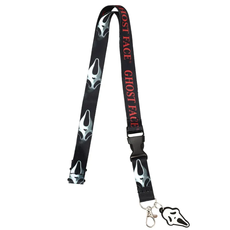 Scream Ghost Face 22"L Cloth Lanyard with Clear Pouch and Metal Clip