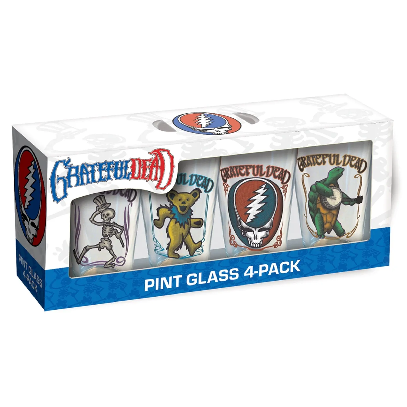 Grateful Dead Retro 16 oz. Pint Glasses (4 in Set) BOXED