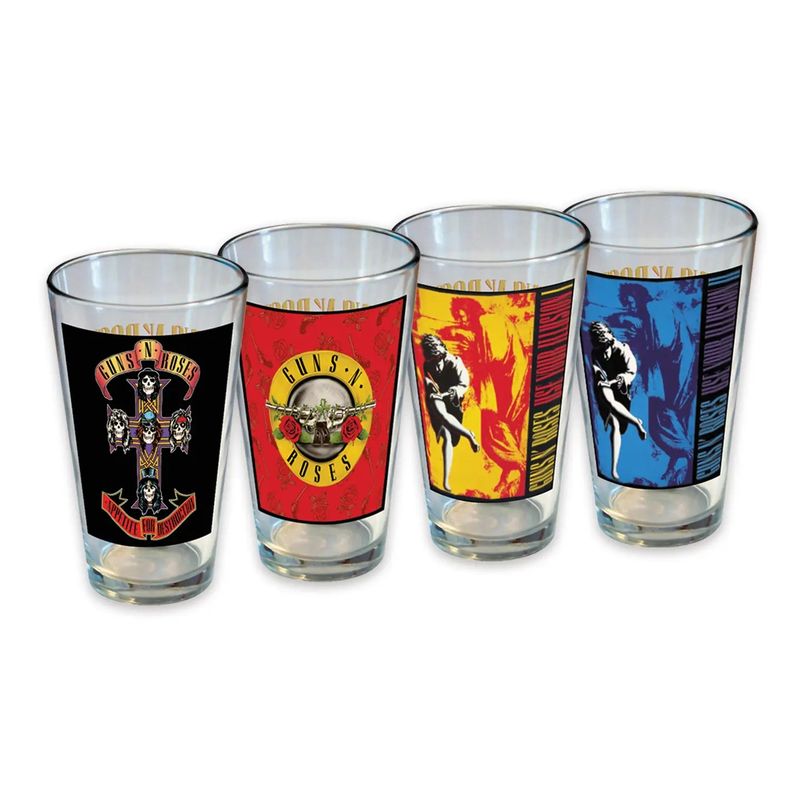 Guns N' Roses 16 oz. Pint Glasses (4 in Set) BOXED