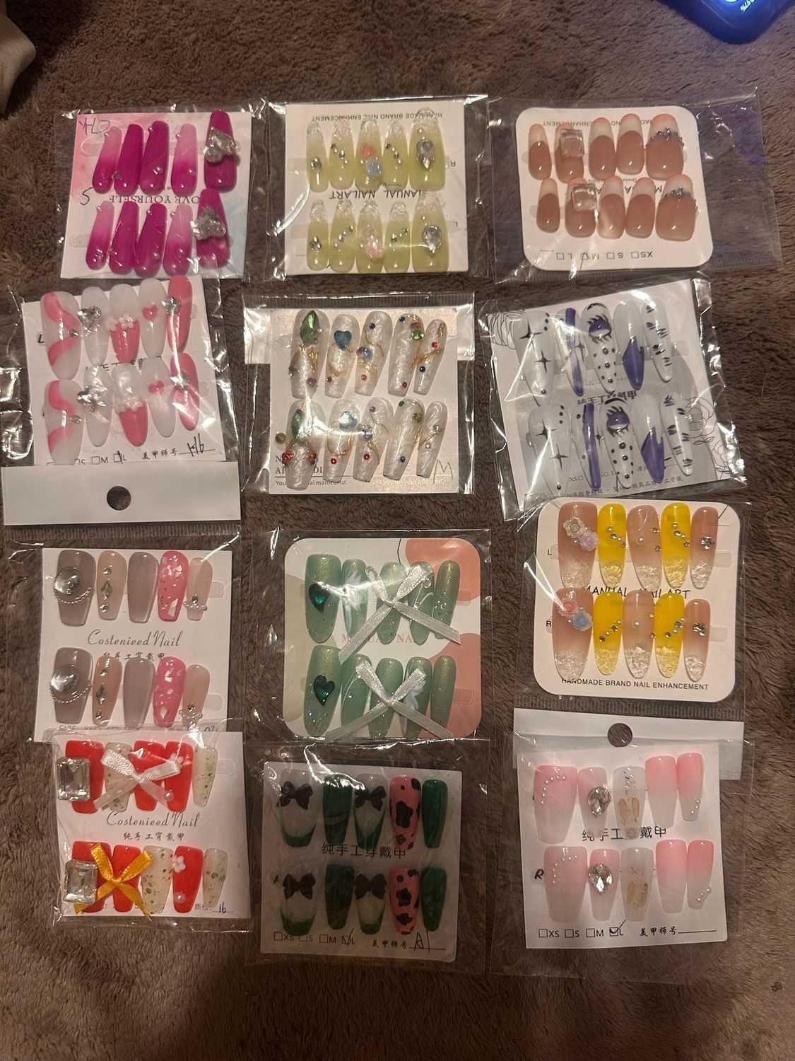 Designer Hand Made Press On Nails 12 Pair
