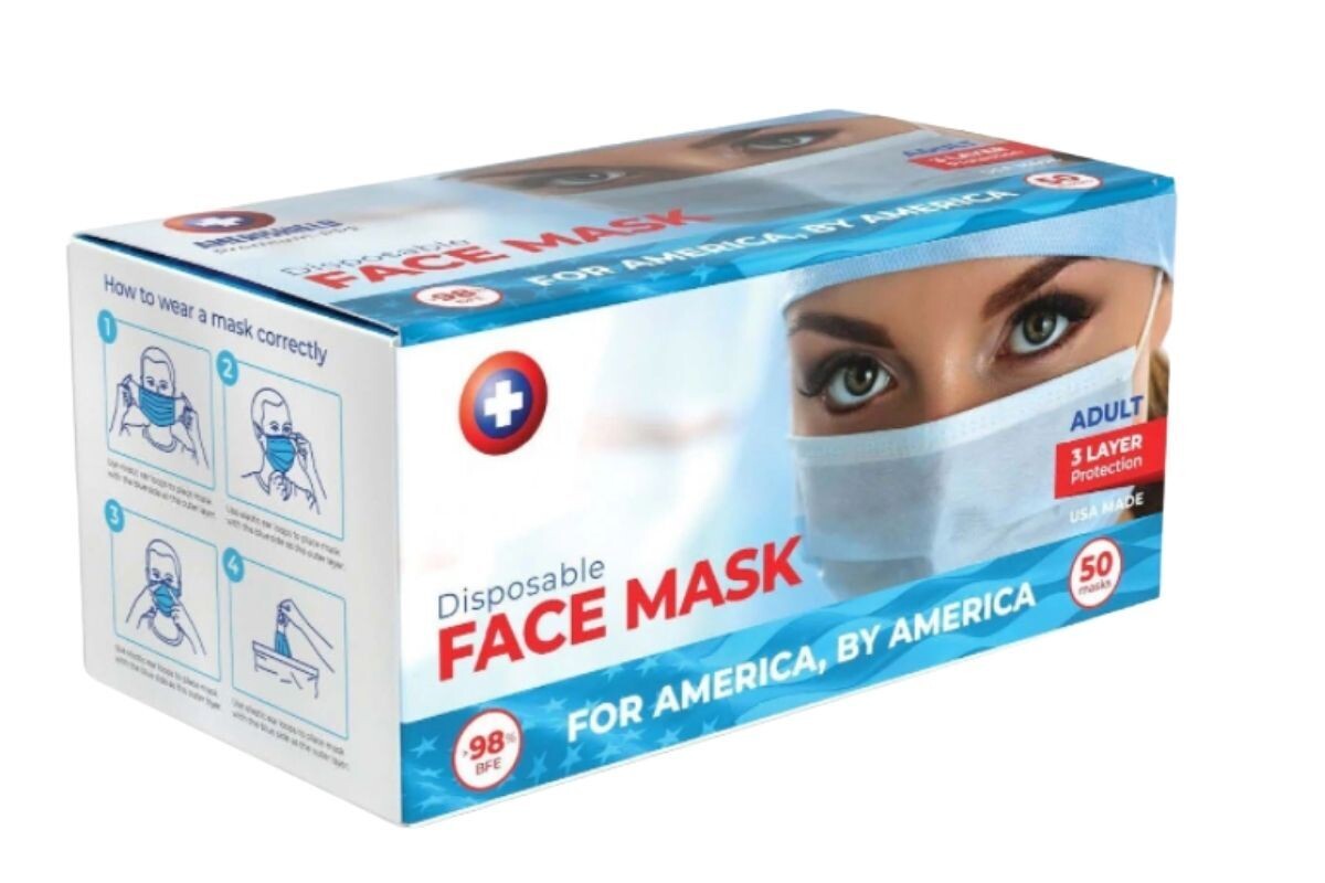AMERICAN MADE FACE MASKS (BOX OF 50) - MADE IN THE USA
