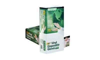 Powder-Free Vinyl Disposable Gloves Case by IvoryVinyl (10 Boxes / 1000 Gloves)
