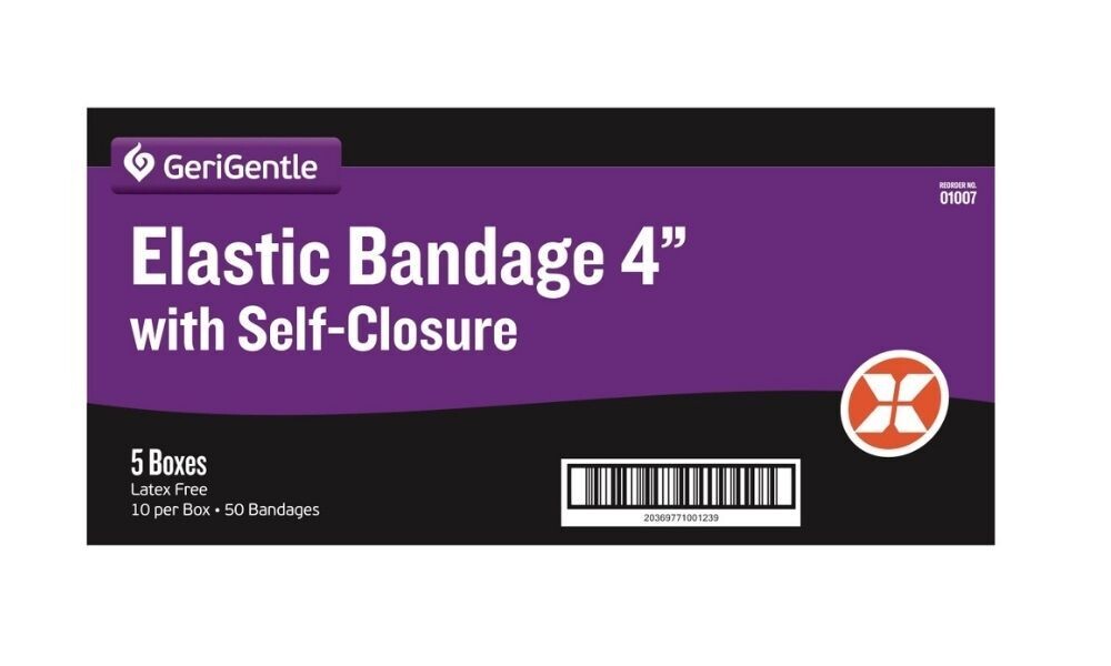 Elastic Bandage 4" With Self-Closure Case (5 boxes per case / 10 bandages per box) By GeriGentle