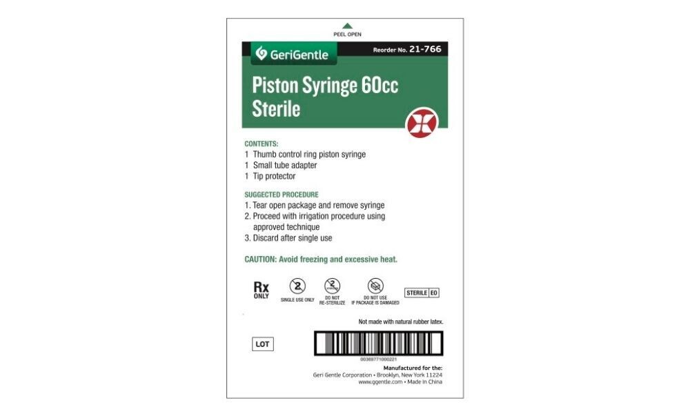 Piston Syringe 60CC Sterile (50 per Case) By GeriGentle