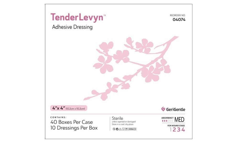 Tender Levyn Adhesive Dressing 4" x 4" by GeriGentle