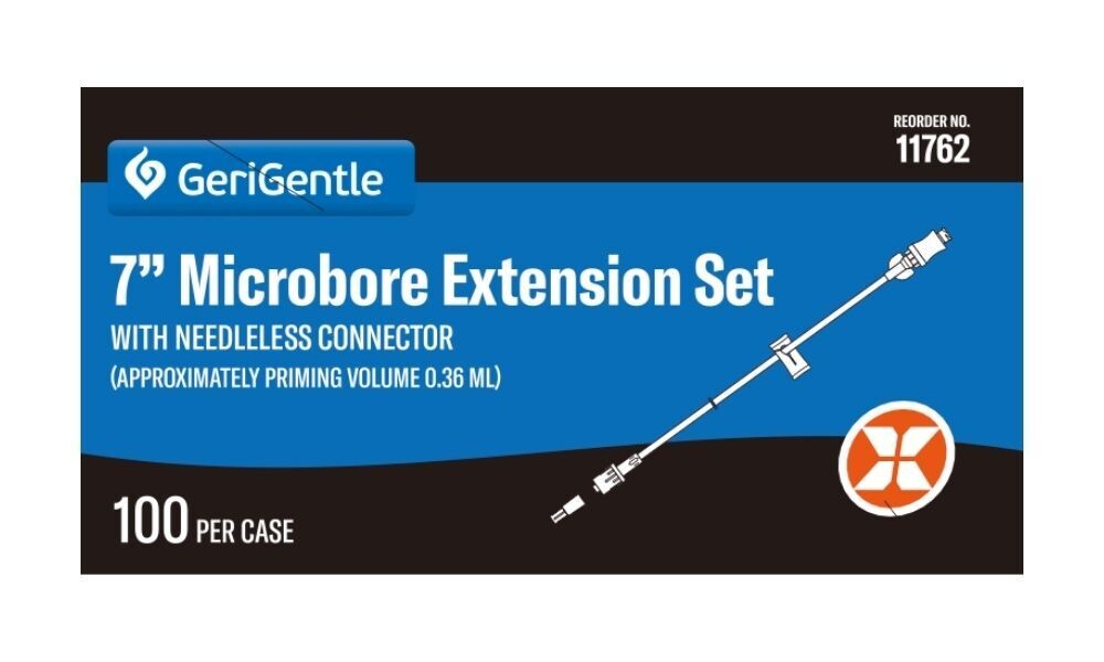 7" Microbore Extension Set With Needleless Connector By GeriGentle
