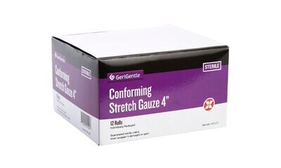 Conforming Stretch Gauze 4" Sterile Case (8 boxes / 12 rolls per box) by GeriGentle
