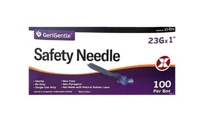 Safety Needle 23G x 1" by GeriGentle (100 per box)
