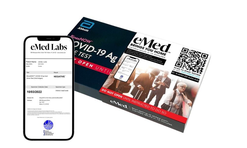 EMed COVID19 Ag Card Home Test w/ Telehealth Services