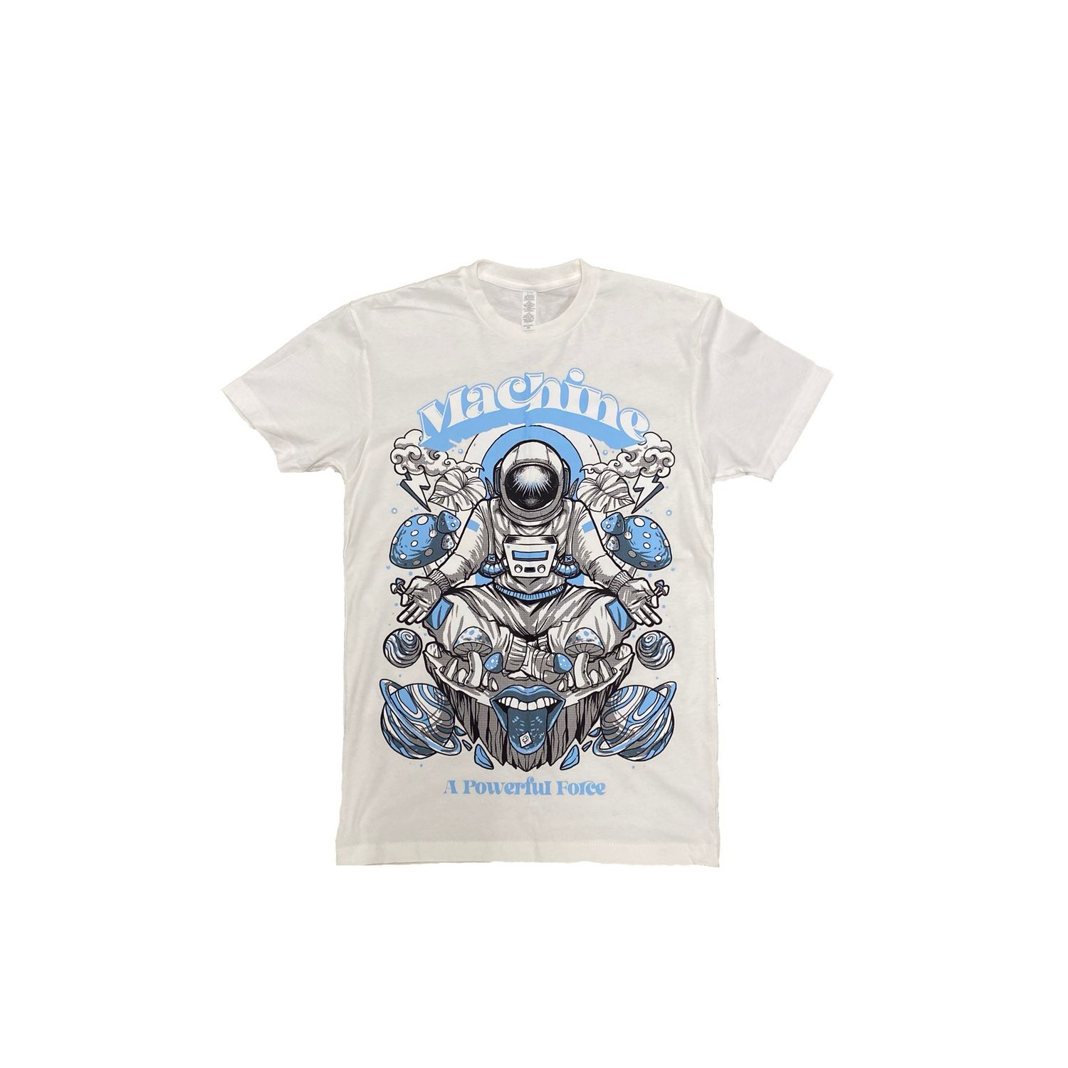 White Astro Machine T-shirt (Carolina Blue)