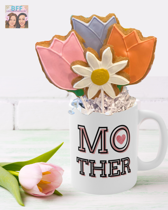 4 Royal Icing Cookies Bouquet & Mother's Day Mug
