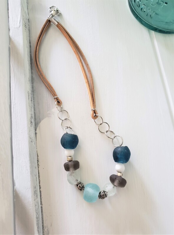 Stormy Waters Glass Bead Necklace