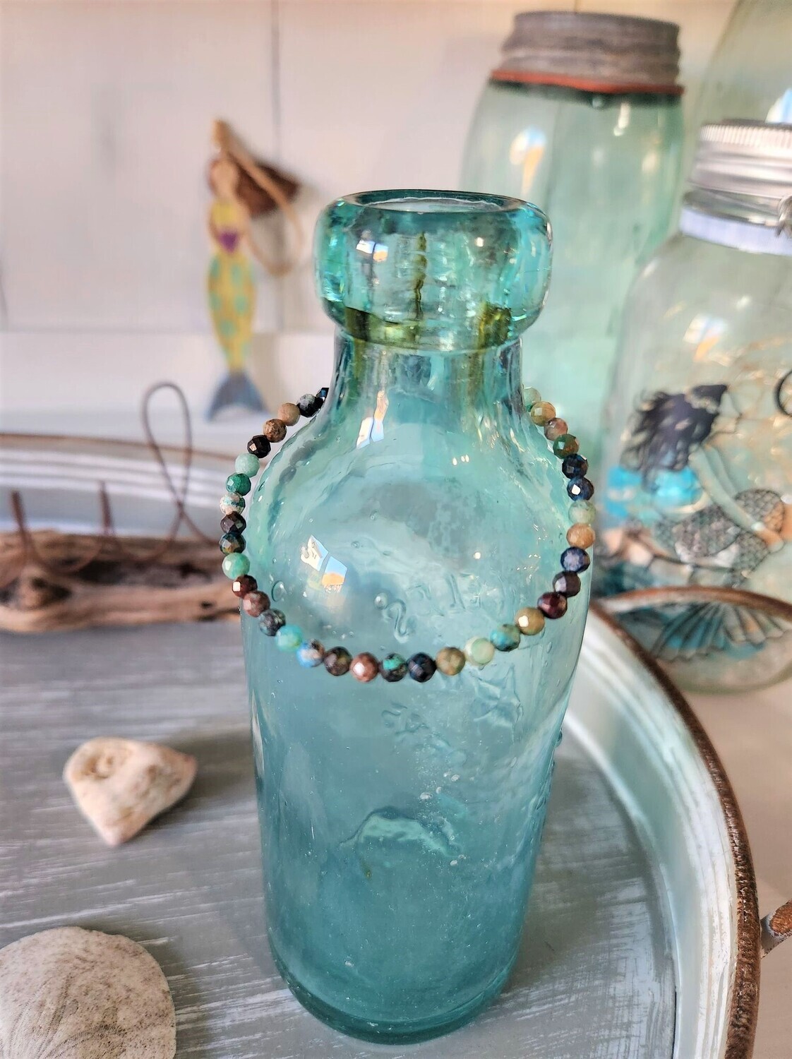 Chrysocolla, Natural Green Stretch Bracelet