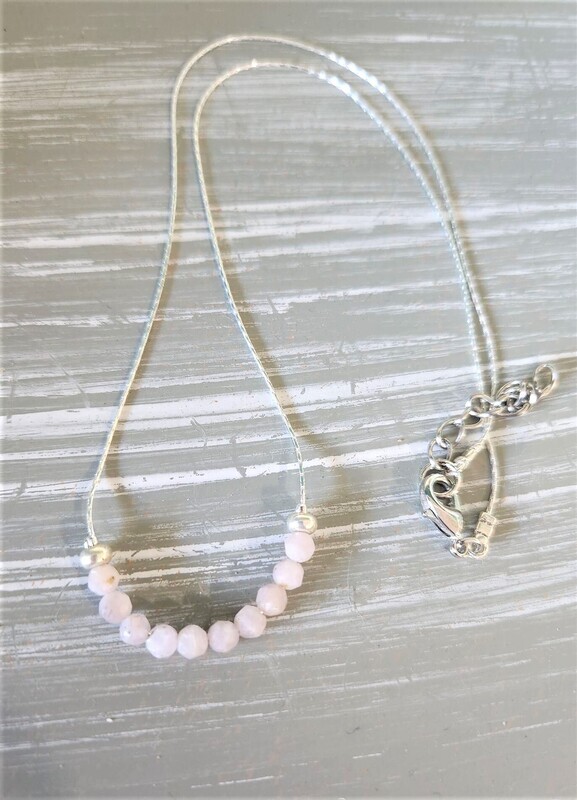 Kunzite, Natural, &amp; Silver Beaded Necklace