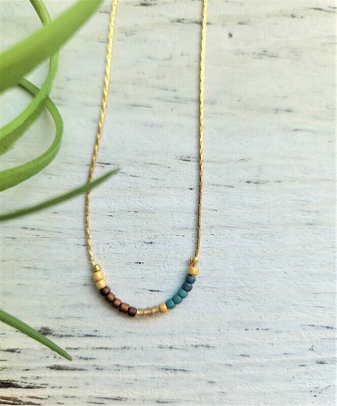 Sunshine &amp; Surf Seed Bead Necklace