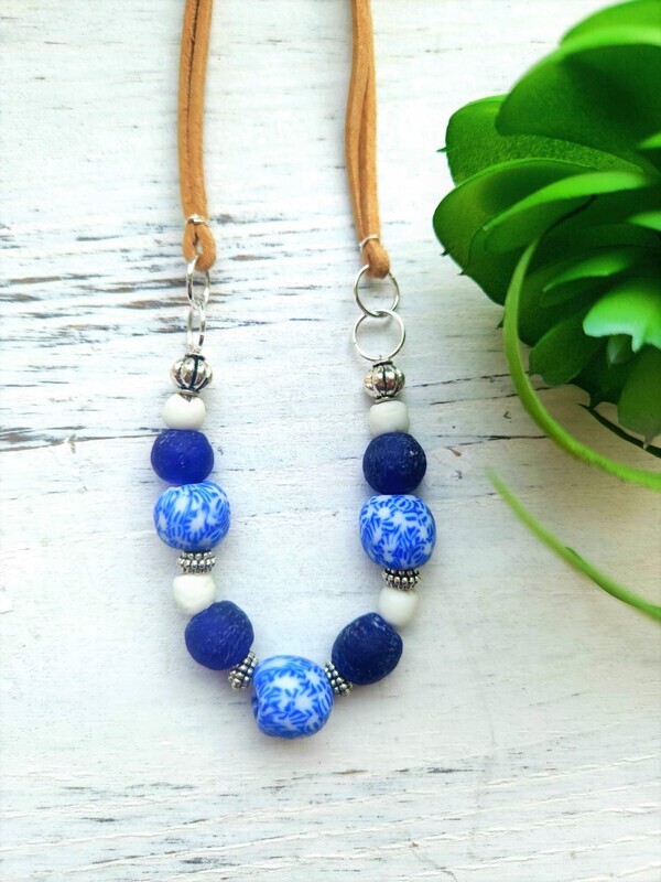 Ocean Charm Glass Bead Necklace
