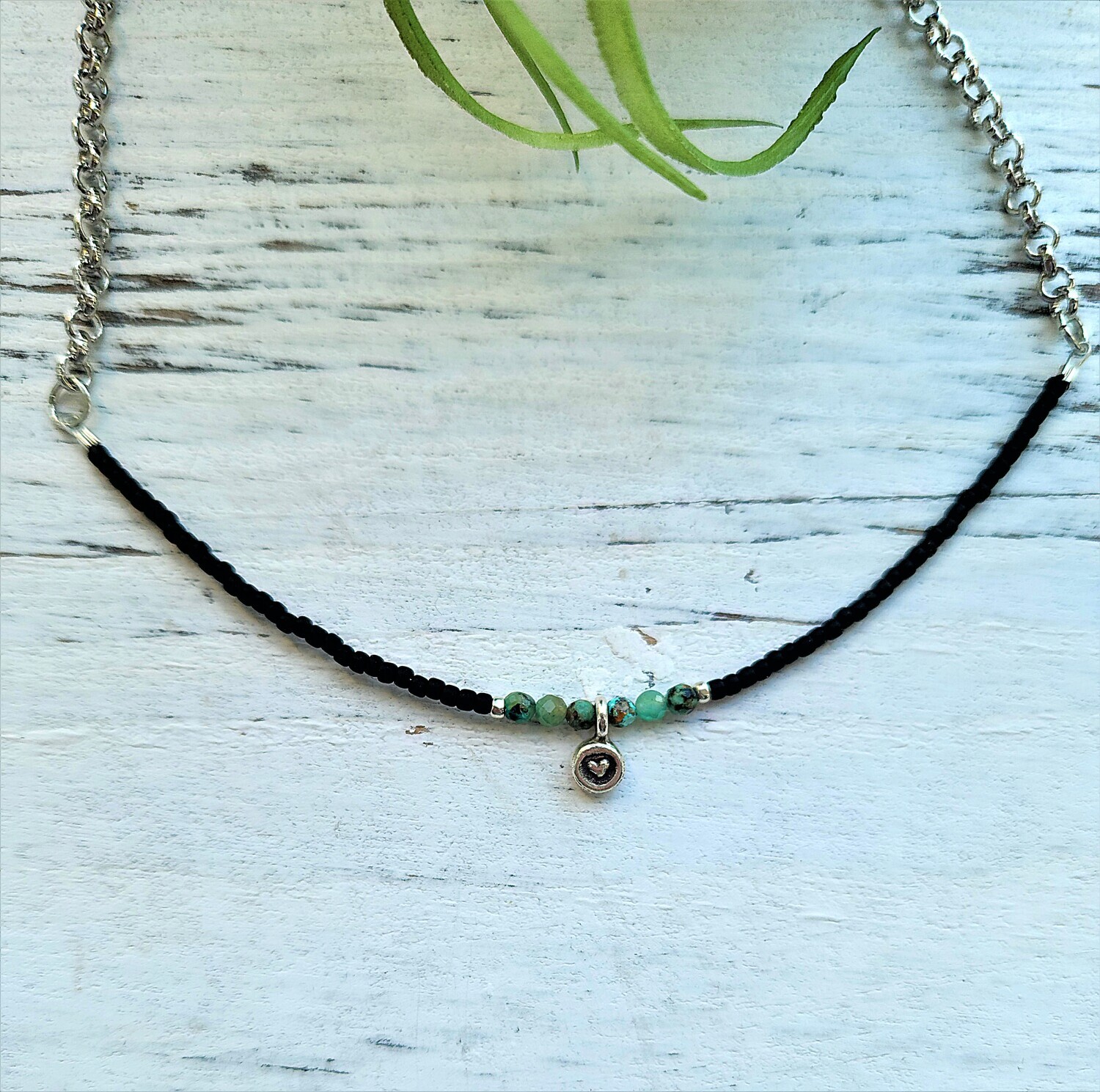 Chrysocolla &amp; Seed Bead Necklace