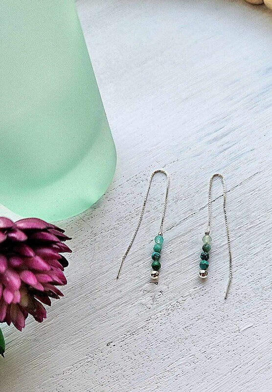 Chrysocolla Threader Earrings