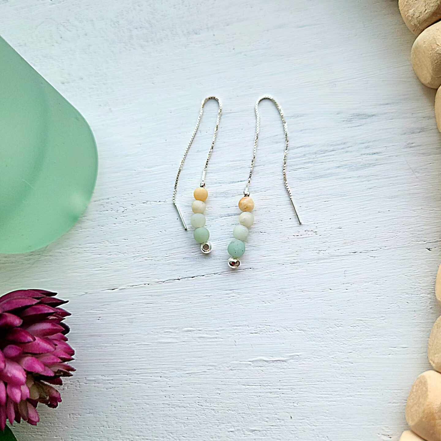 Seaside Boho  (Amazonite) Threader Earrings