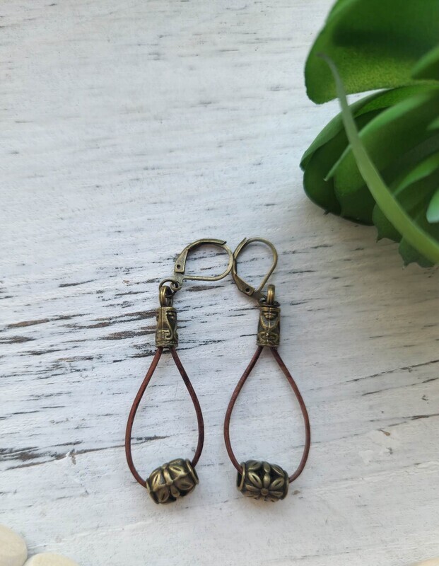 Flower Girl Leather Earrings