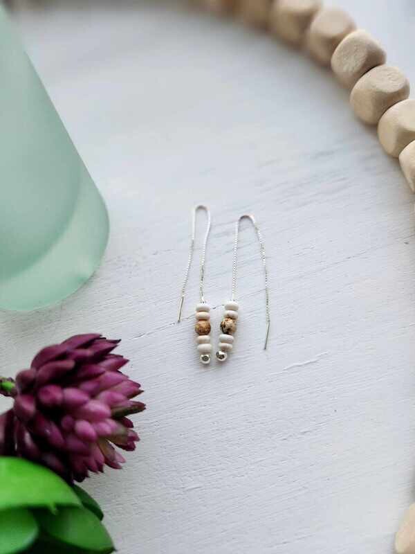 Picture Jasper &amp; Ivory Rondelle Threader Earrings
