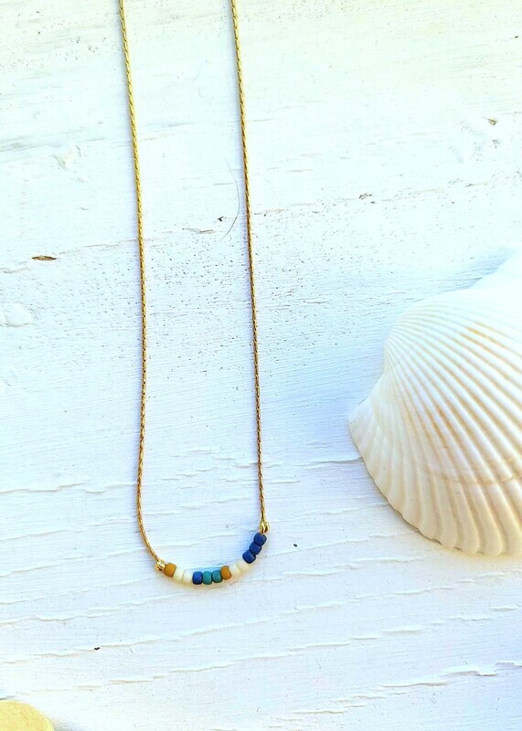 Denim Sky Seed Bead Necklace