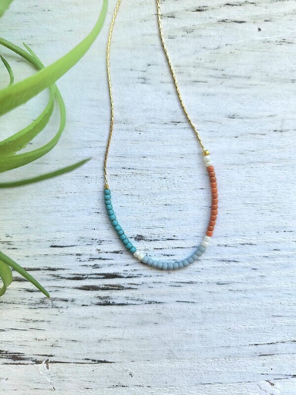 Earth and Sky Seed Bead Necklace