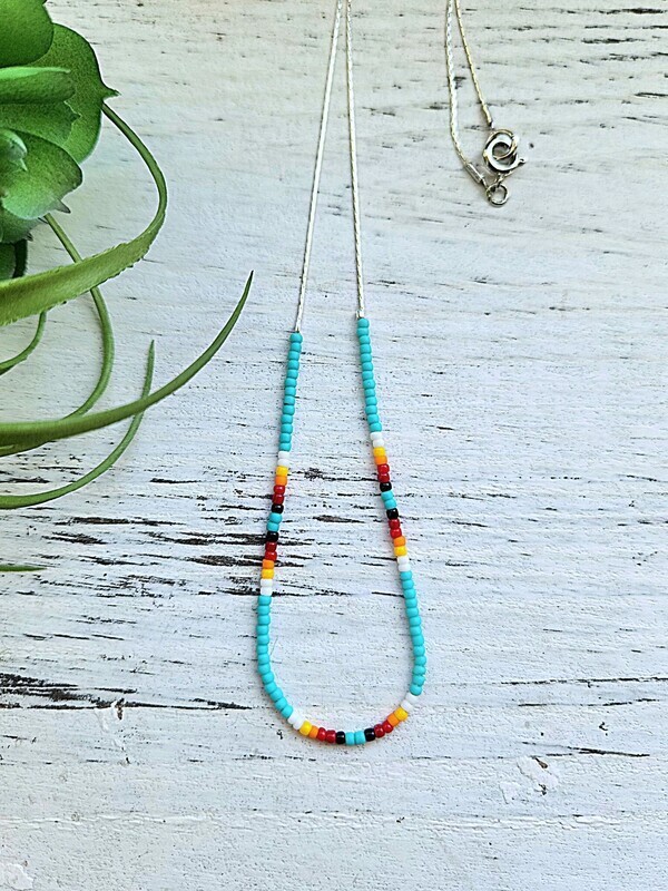 Navajo Charm Seed Bead Necklace