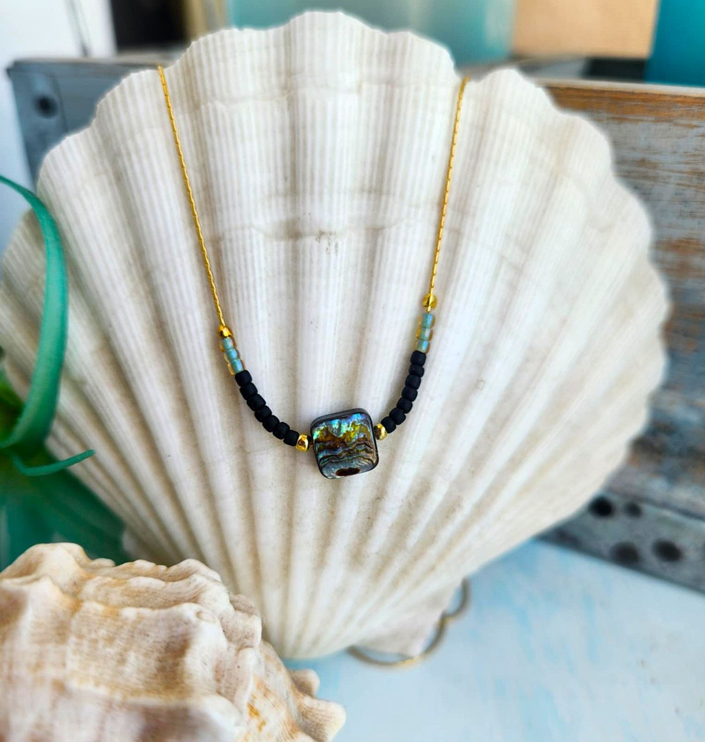 Abalone &amp; Seed Bead Necklace