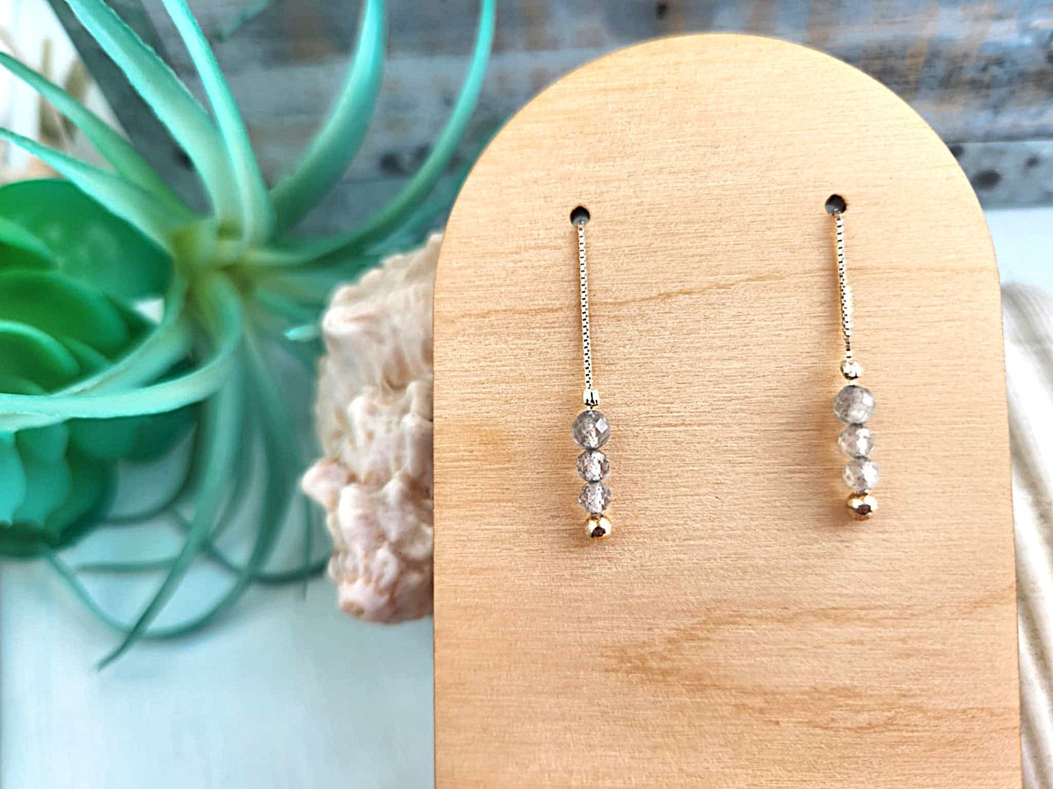 Labradorite Threader Earrings