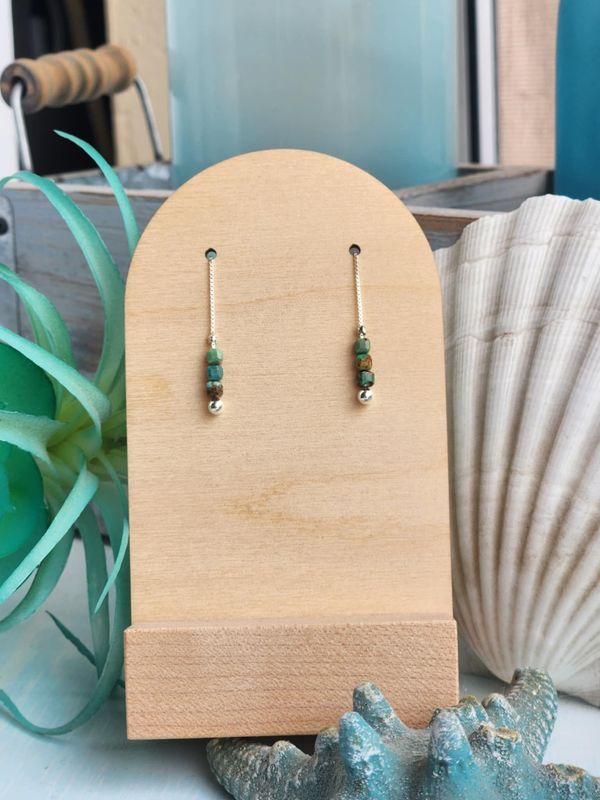 Turquoise Cubed Threader Earrings