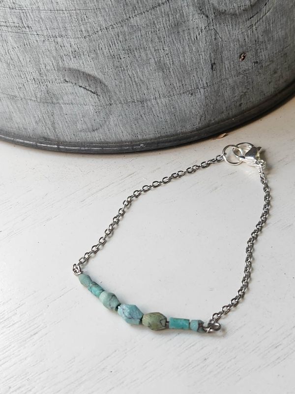 Natural Turquoise Chain Bracelet
