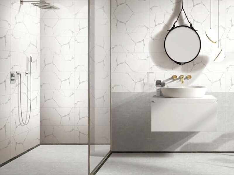 1 PC  12&quot; x 24&quot; | Glazed Wall &amp; Floor Tiles, Porcelain,(Polished), White &amp; Grey, HCP3600/6/2