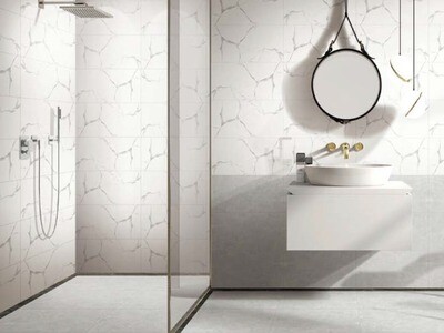 1 PC  12&quot; x 24&quot; | Glazed Wall &amp; Floor Tiles, Porcelain,(Polished), White &amp; Grey, HCP3600/6/2