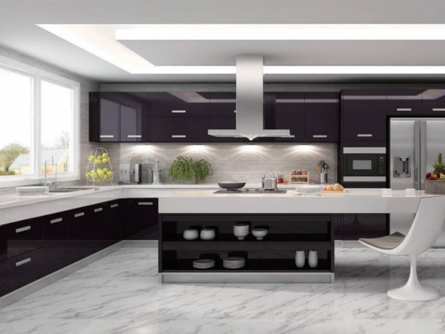 Fitted Kitchen | Black High Gloss Black, HQ012/15