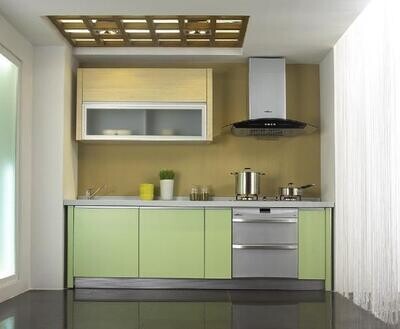 Custom-Made | Melamine Double Veneer Kitchen, Small, Green/88