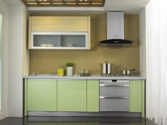 Custom-Made | Melamine Double Veneer Kitchen, Small, Green/88