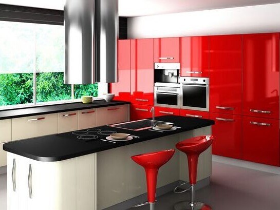 Custom-Made | Modern Gloss Kitchen, Red &amp; White 45