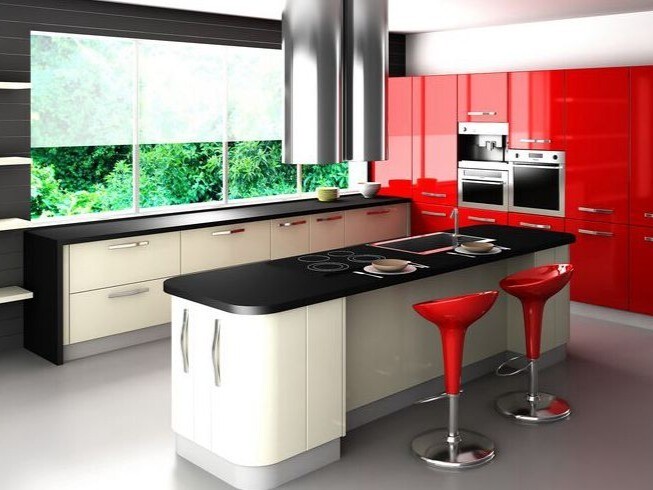 Custom-Made | Modern Gloss Kitchen, Red &amp; White 45