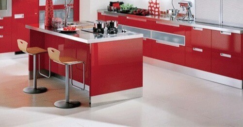 Custom-Made | Modern Gloss  Kitchen, Red &amp; White 12